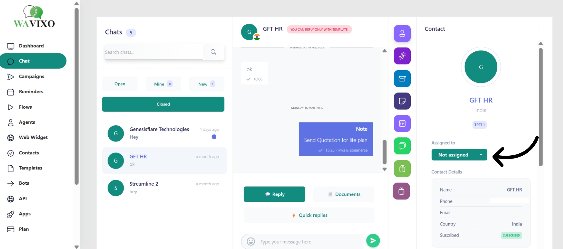 Not assigned dropdown